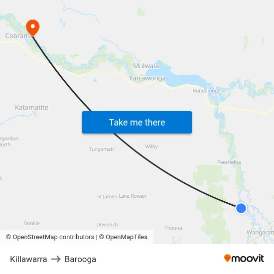 Killawarra to Barooga map