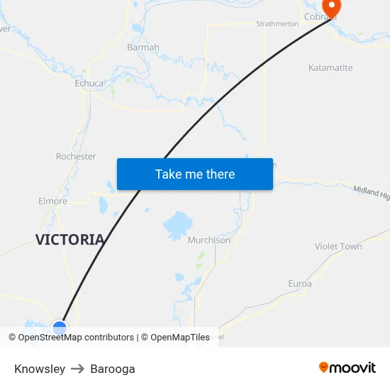 Knowsley to Barooga map