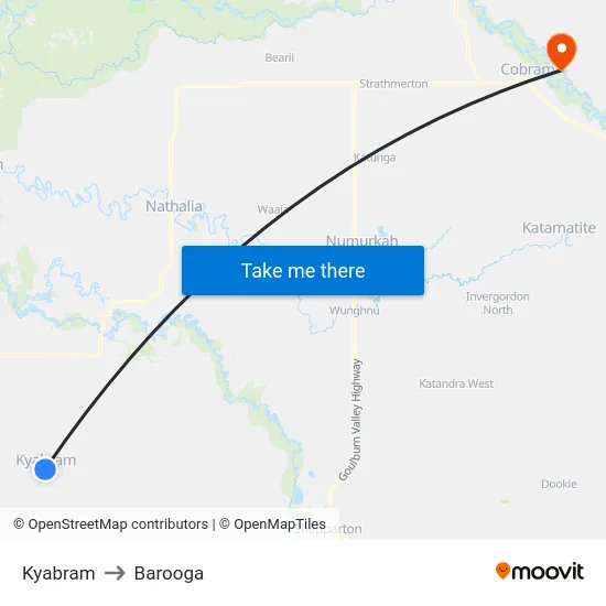 Kyabram to Barooga map