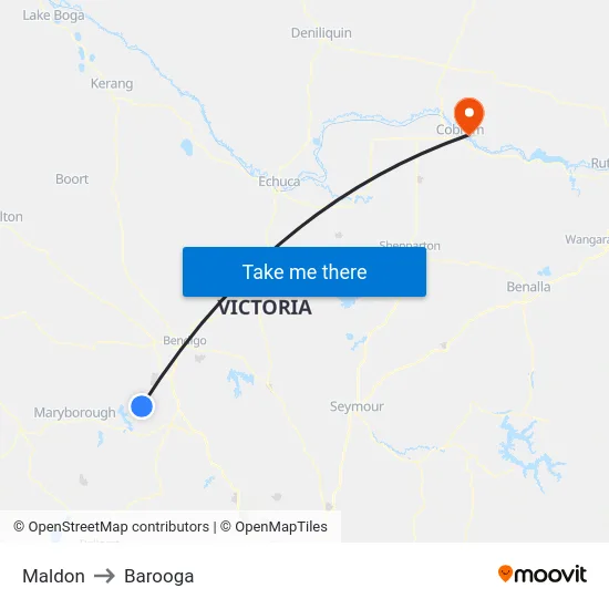 Maldon to Barooga map