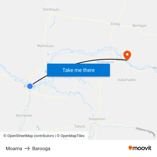 Moama to Barooga map