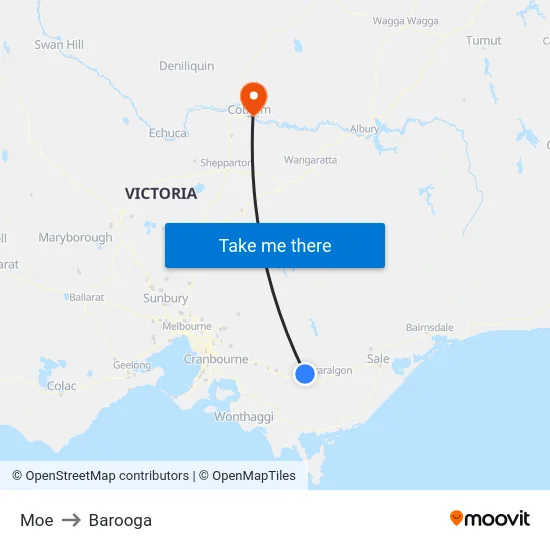 Moe to Barooga map