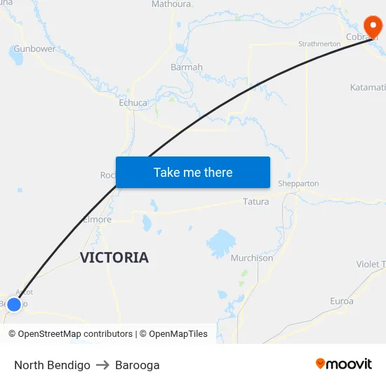 North Bendigo to Barooga map