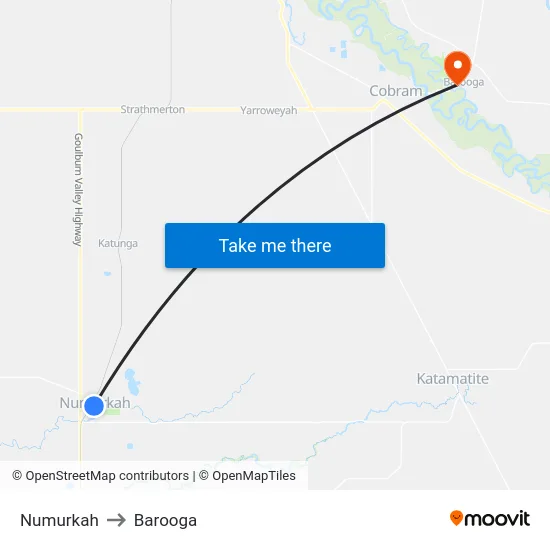 Numurkah to Barooga map