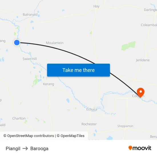 Piangil to Barooga map