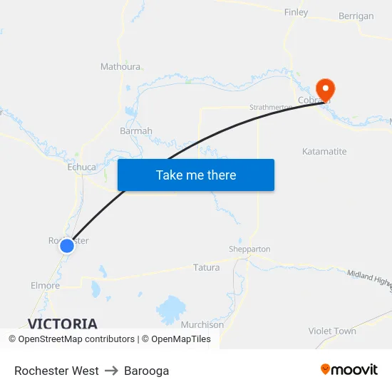 Rochester West to Barooga map