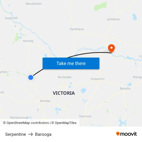 Serpentine to Barooga map