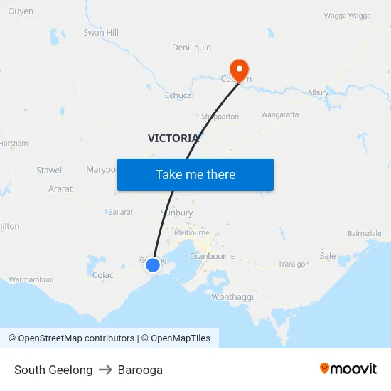 South Geelong to Barooga map
