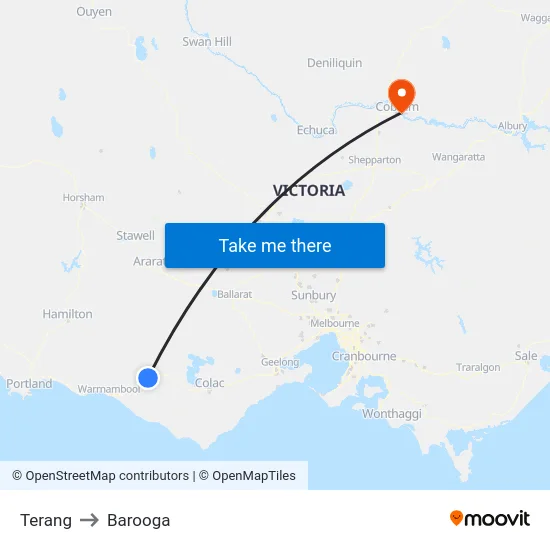 Terang to Barooga map