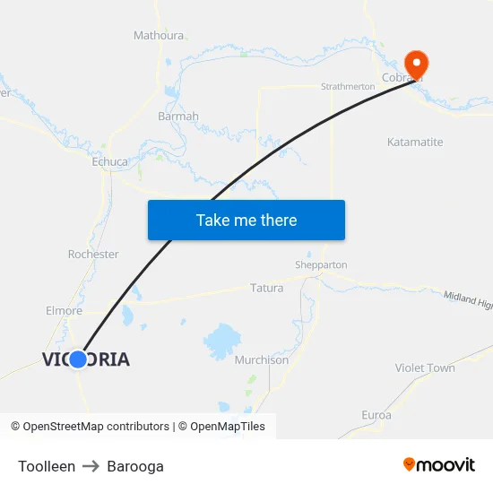 Toolleen to Barooga map