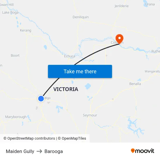 Maiden Gully to Barooga map