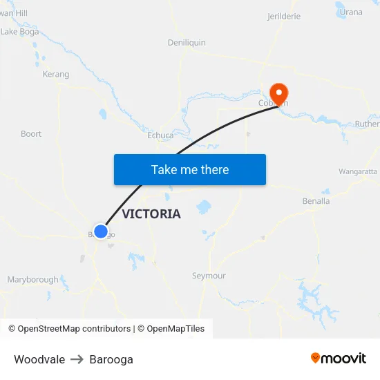 Woodvale to Barooga map