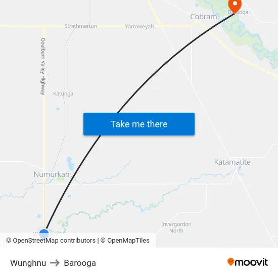 Wunghnu to Barooga map