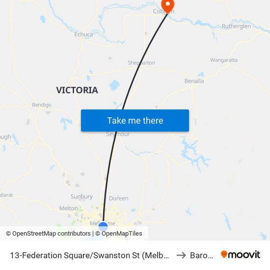 13-Federation Square/Swanston St (Melbourne City) to Barooga map