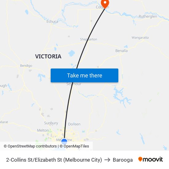 2-Collins St/Elizabeth St (Melbourne City) to Barooga map