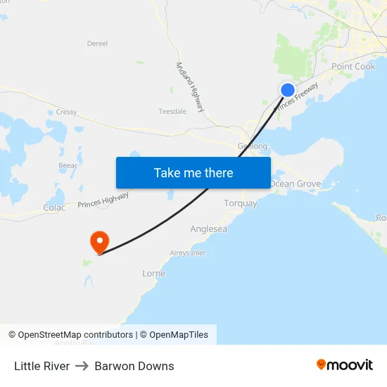 Little River to Barwon Downs map