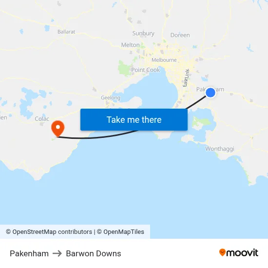 Pakenham to Barwon Downs map