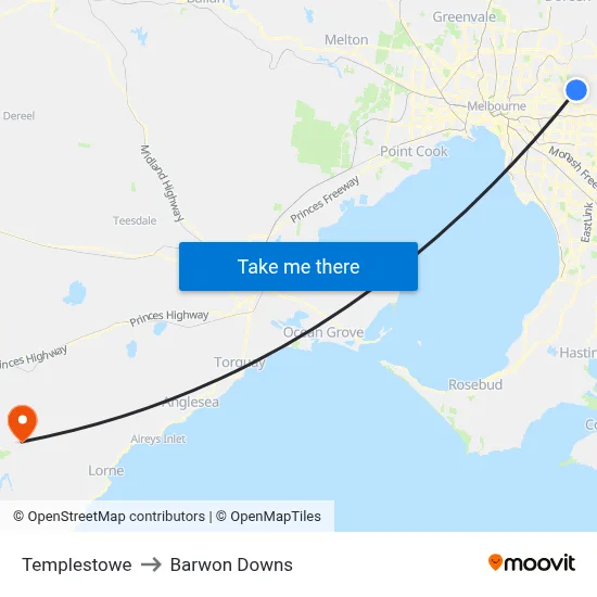 Templestowe to Barwon Downs map