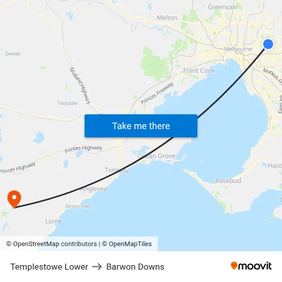 Templestowe Lower to Barwon Downs map