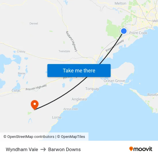 Wyndham Vale to Barwon Downs map