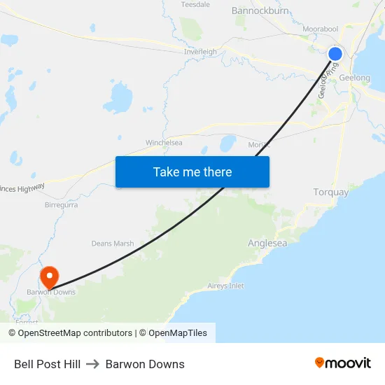 Bell Post Hill to Barwon Downs map