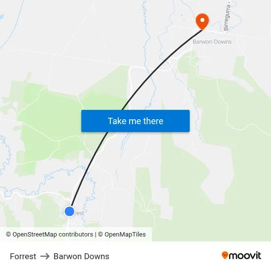 Forrest to Barwon Downs map