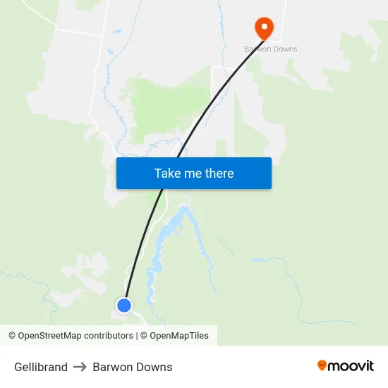 Gellibrand to Barwon Downs map
