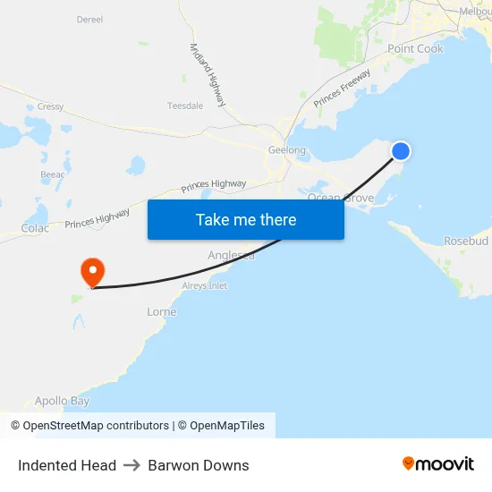 Indented Head to Barwon Downs map