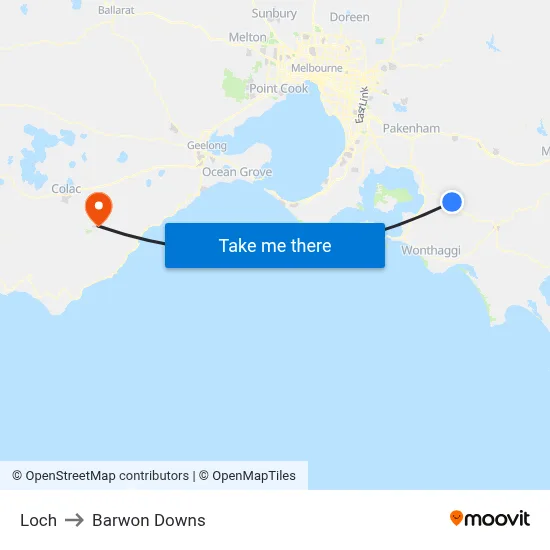 Loch to Barwon Downs map