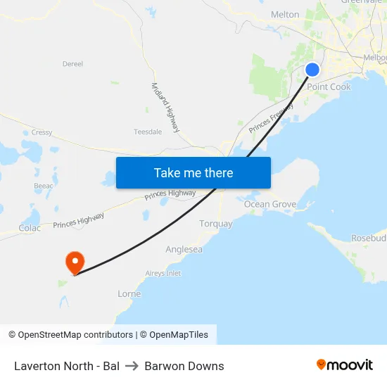 Laverton North - Bal to Barwon Downs map