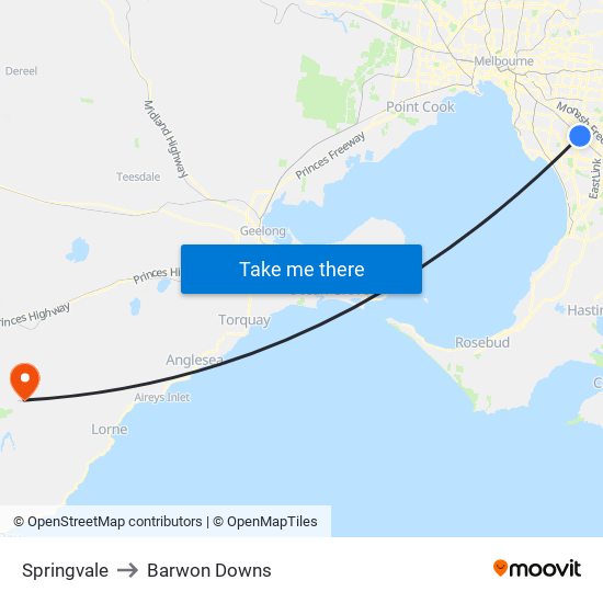 Springvale to Barwon Downs map