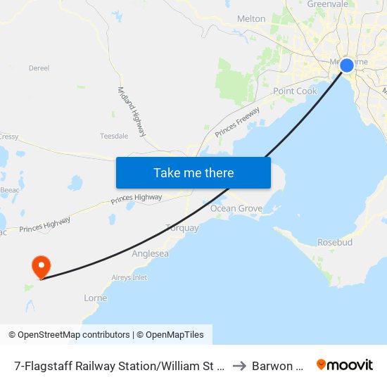 7-Flagstaff Railway Station/William St (Melbourne City) to Barwon Downs map