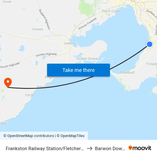 Frankston Railway Station/Fletcher Rd to Barwon Downs map