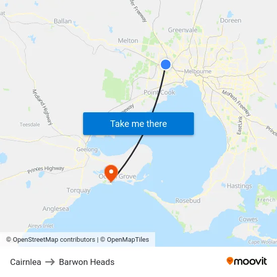 Cairnlea to Barwon Heads map