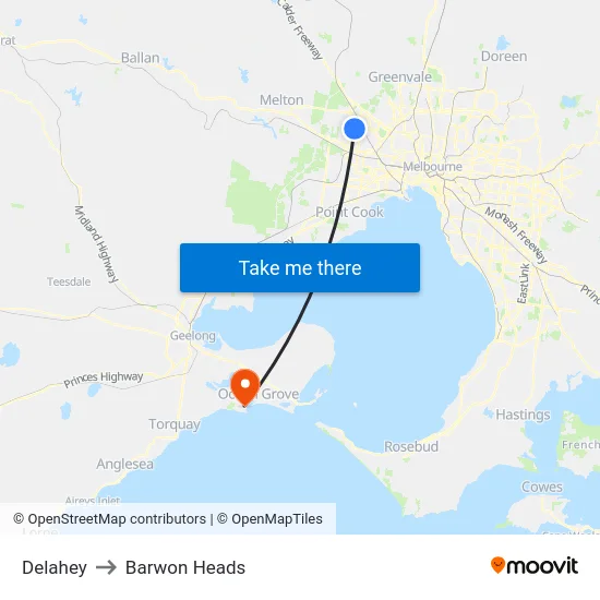 Delahey to Barwon Heads map