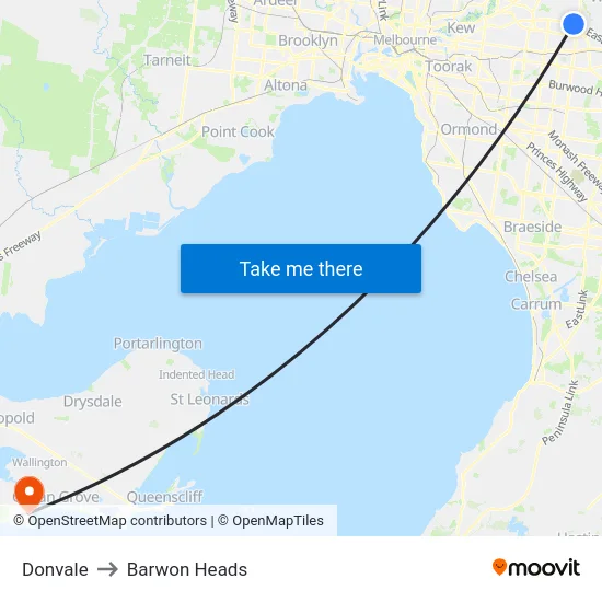 Donvale to Barwon Heads map
