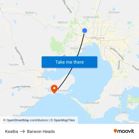 Kealba to Barwon Heads map