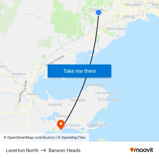 Laverton North to Barwon Heads map