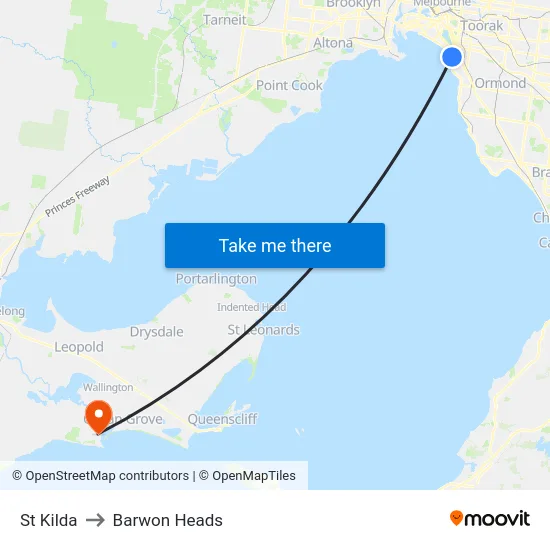 St Kilda to Barwon Heads map