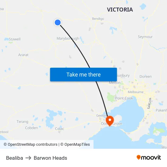 Bealiba to Barwon Heads map