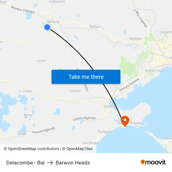 Delacombe - Bal to Barwon Heads map