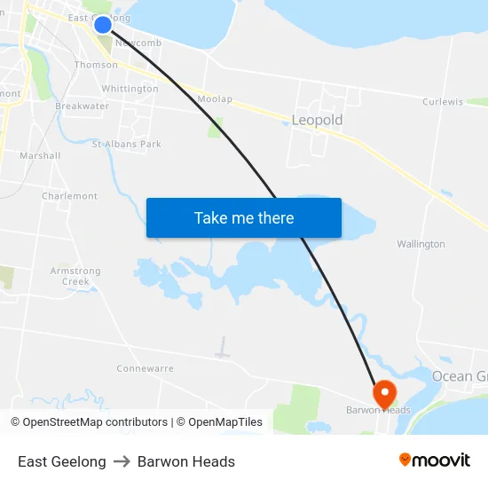 East Geelong to Barwon Heads map