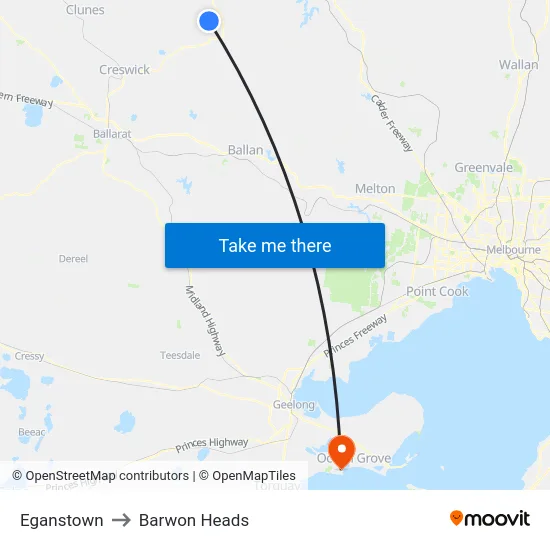 Eganstown to Barwon Heads map