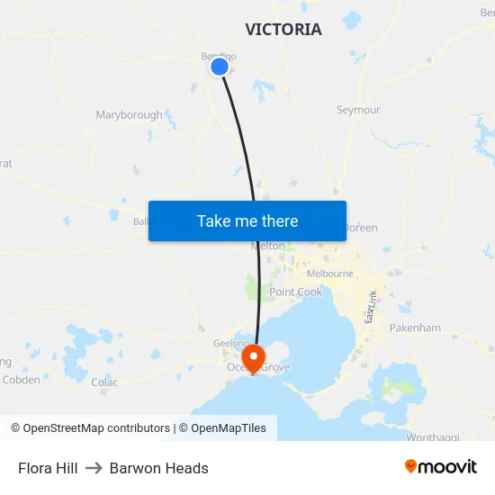 Flora Hill to Barwon Heads map