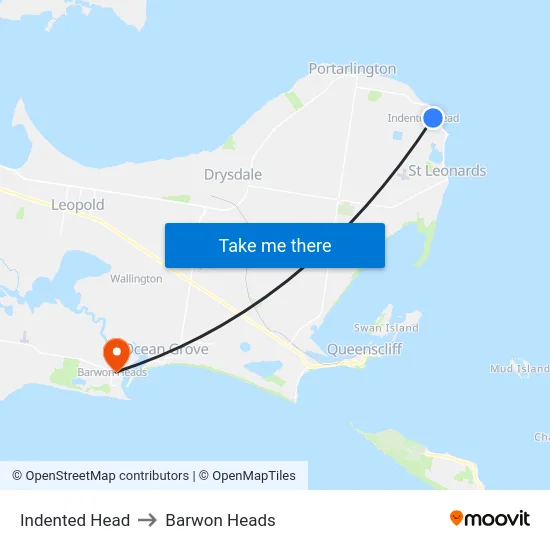 Indented Head to Barwon Heads map