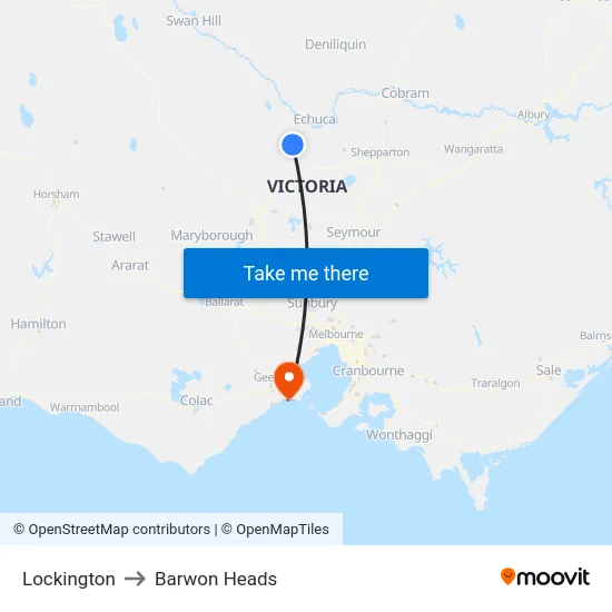 Lockington to Barwon Heads map