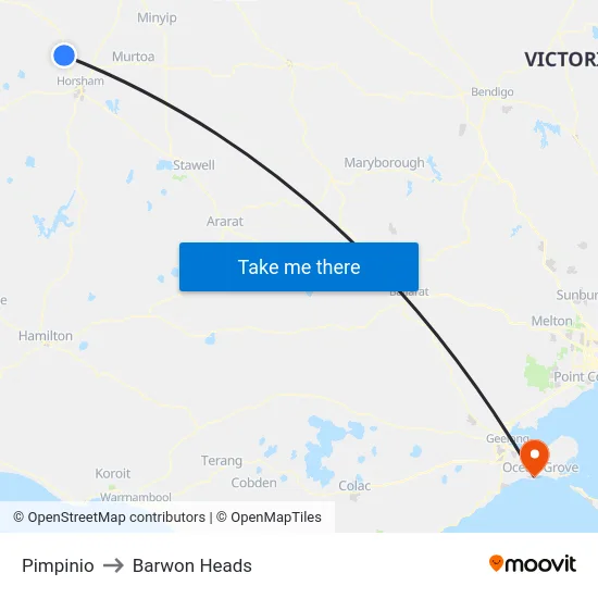 Pimpinio to Barwon Heads map