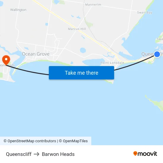 Queenscliff to Barwon Heads map