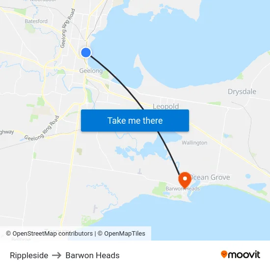 Rippleside to Barwon Heads map