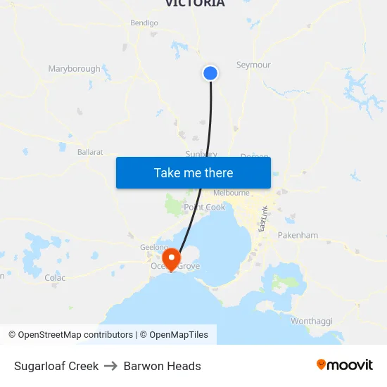 Sugarloaf Creek to Barwon Heads map